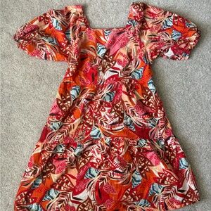 Vibrant Multicolor Leaf Print Women's dress
